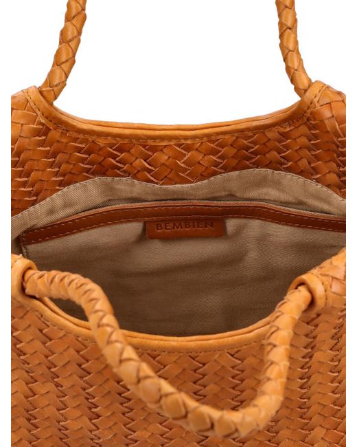 Bembien Brown Gabine Woven Leather Shoulder Bag