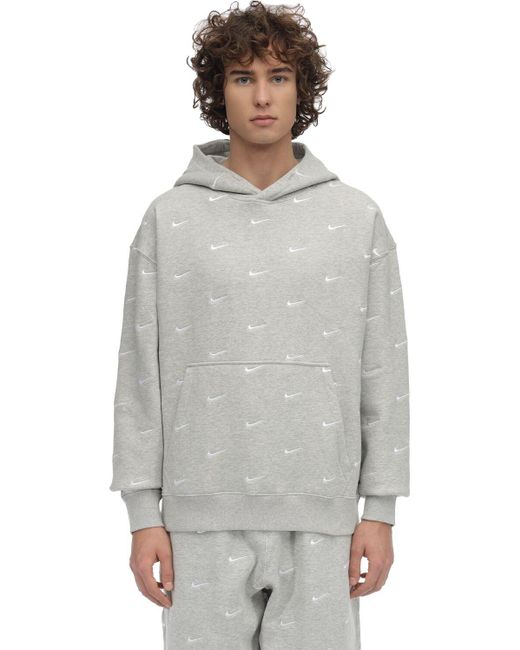 Nike Nrg Swoosh Logo Sweatshirt Hoodie in Grey for Men | Lyst Canada