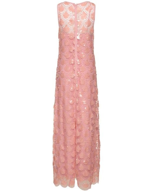 ROTATE BIRGER CHRISTENSEN Pink Embellished Sleeveless Maxi Dress