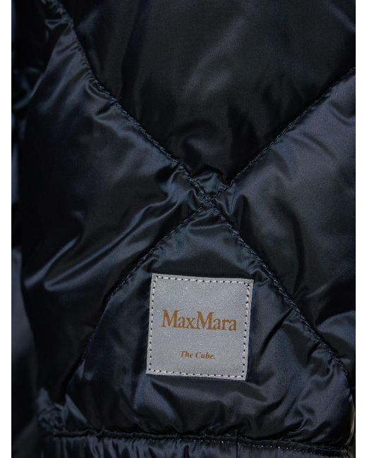 Max Mara Blue Csoft Tech Quilted Maxi Down Jacket