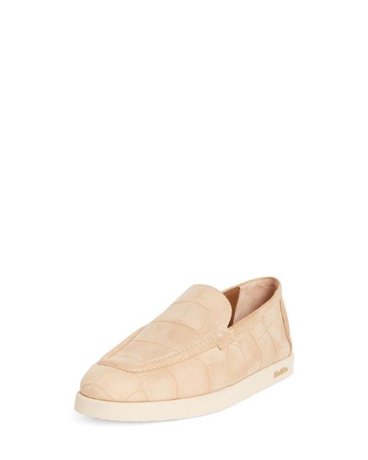 Max Mara Natural 10Mm Cocco Print Leather Loafers
