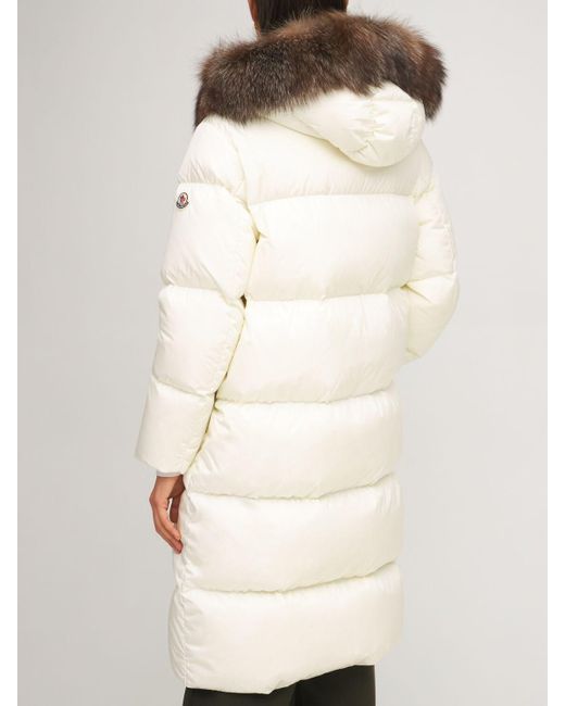 Moncler Marrionnier Long Nylon Down Parka in Natural | Lyst