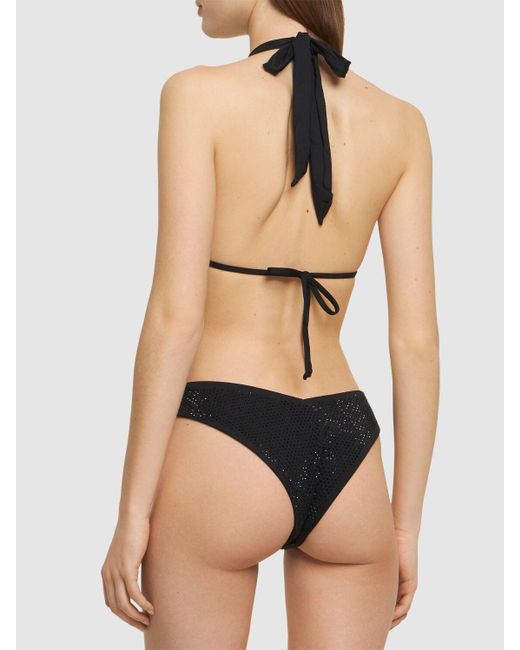WeWoreWhat Black Self-tie Triangle Bikini Top