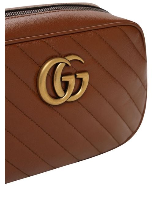 Gucci Leather Small Gg Marmont 2.0 Camera Bag in Brown Lyst