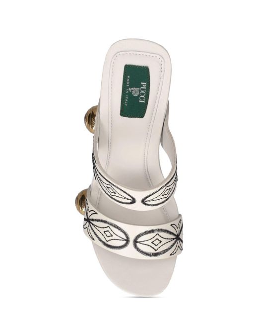 Emilio Pucci White 140mm Hohe Mule-sandalen Aus Leder