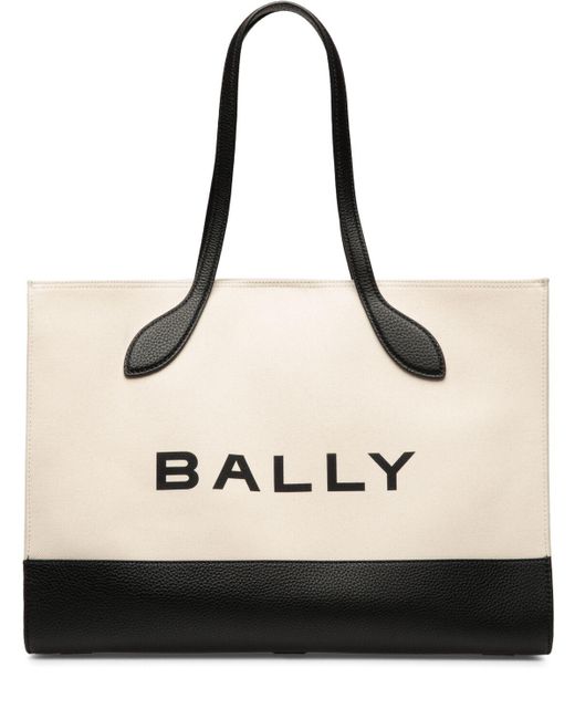 Bally Natural Bar Keep On Canvas Shoulder Bag