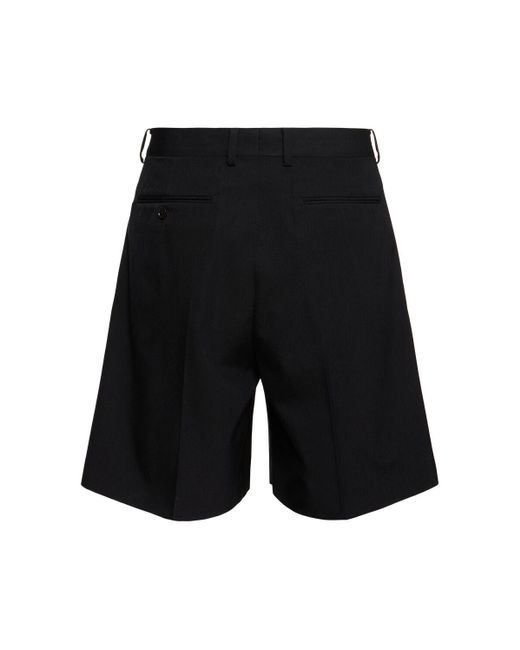 Auralee Black Wool Gabardine Wide Shorts for men