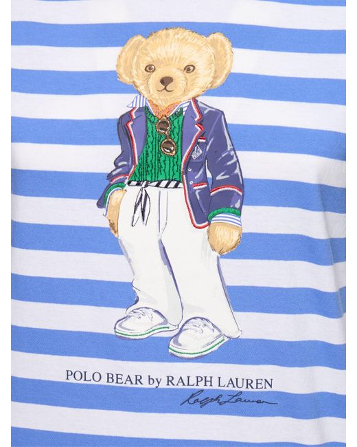 Polo Ralph Lauren Blue Gestreiftes Baumwoll-t-shirt "riviera Bear"