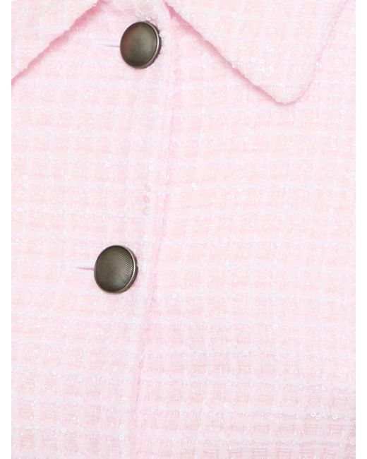Alessandra Rich Pink Sequined Tweed Single Breasted Jacket