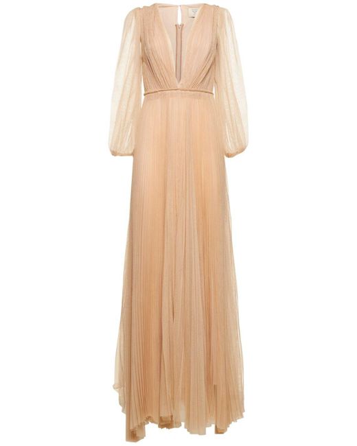 Maria Lucia Hohan Natural Janelle Sheer Tulle Long Dress