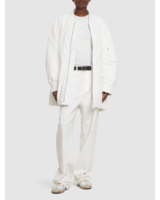 Jil Sander White Oversize Cotton Down Bomber Jacket