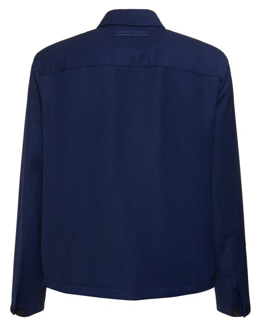 Zegna Blue Wool & Silk Water Repellent Jacket for men