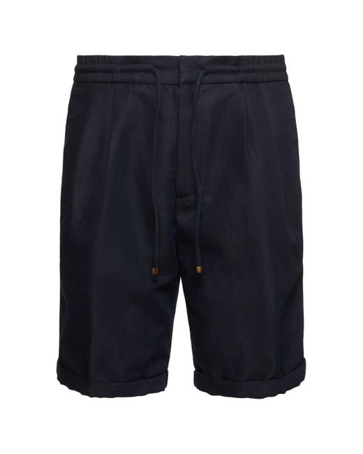メンズ Brunello Cucinelli コットン&リネンバミューダパンツ Blue