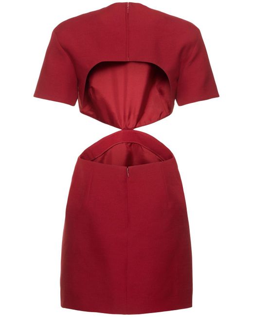 Robe courte en crêpe à manches courtes Valentino en coloris Red