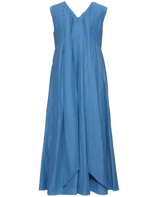 Max Mara Piega キャンバスロングドレス Blue