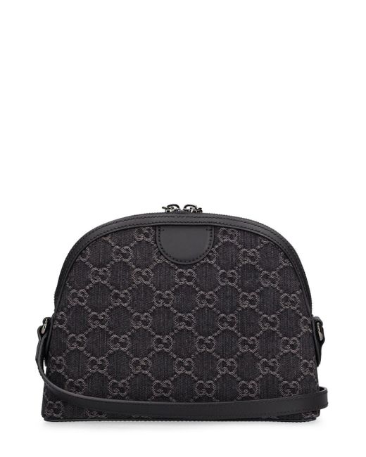 Gucci Black Small Ophidia gg Denim Shoulder Bag