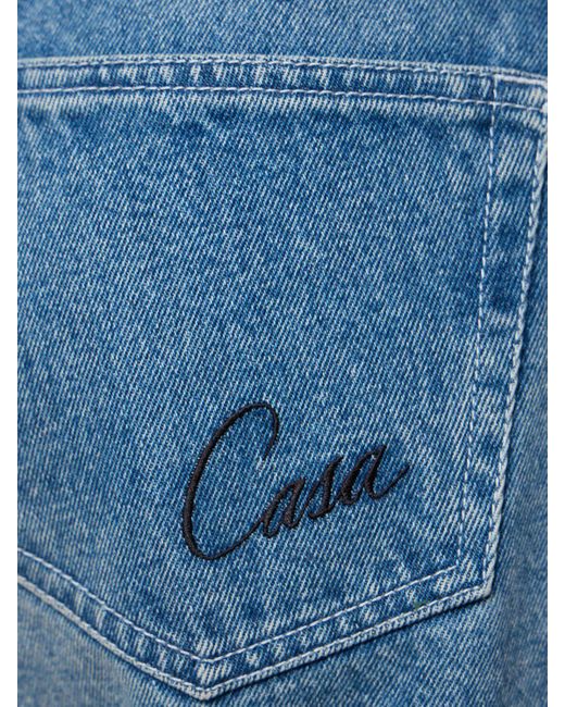 Jeans dritti in denim con ricami di Casablancabrand in Blue