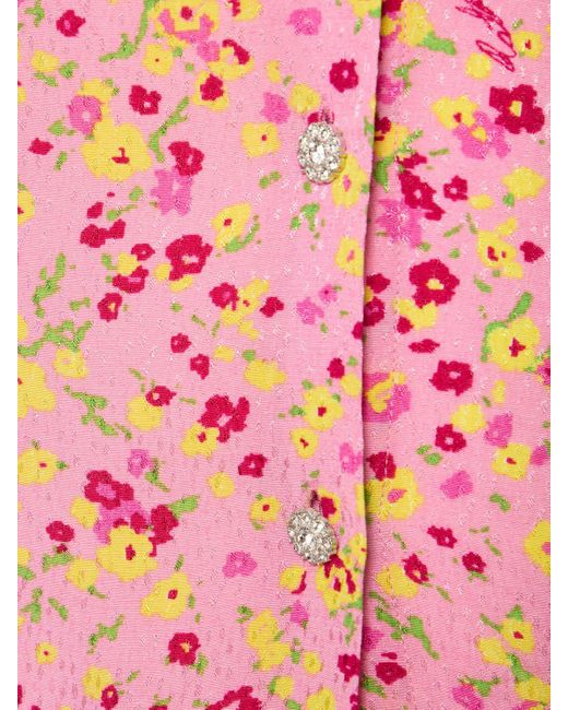 ROTATE BIRGER CHRISTENSEN Pink Floral Print Jacquard Mini Skirt