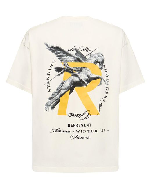 Represent White Printed Logo Oversize Cotton T-shirt for men