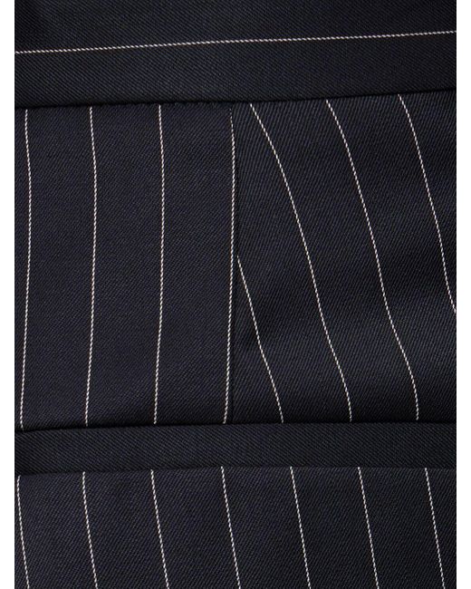 MSGM Blue Pinstripe Wool Blend Pants