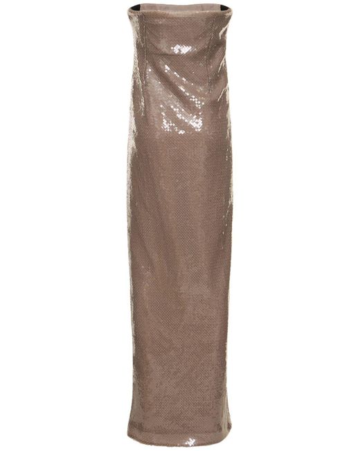 16Arlington Brown Mirai Sequined Strapless Long Dress