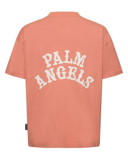 Camiseta de algodón con logo Palm Angels de hombre de color Pink