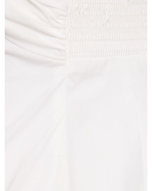 ROTATE BIRGER CHRISTENSEN White Geralda Ruched Cup Cotton Midi Dress