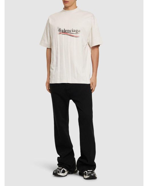 Camiseta de algodón con logo Balenciaga de hombre de color White