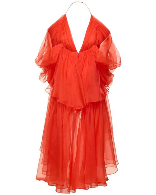 Zimmermann Red Tranquility Silk Tulle Layer Mini Dress
