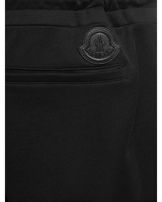 Cotton fleece sweatpants di Moncler in Black da Uomo