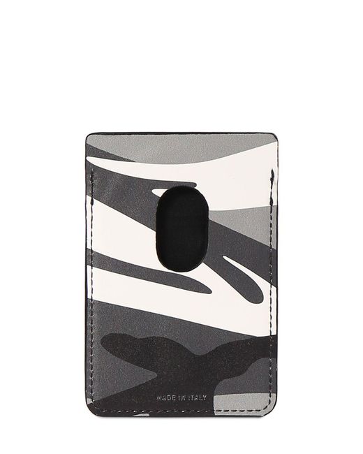 Balenciaga Gray Everyday Camo Leather Magnet Card Holder for men