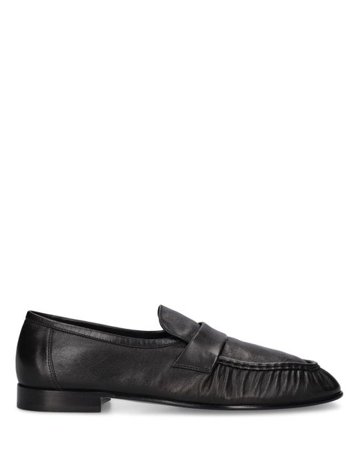 The Row Black Soft Leather Loafers for men