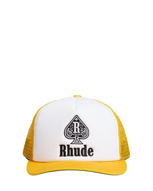 Rhude Yellow Spade Logo Trucker Cap for men
