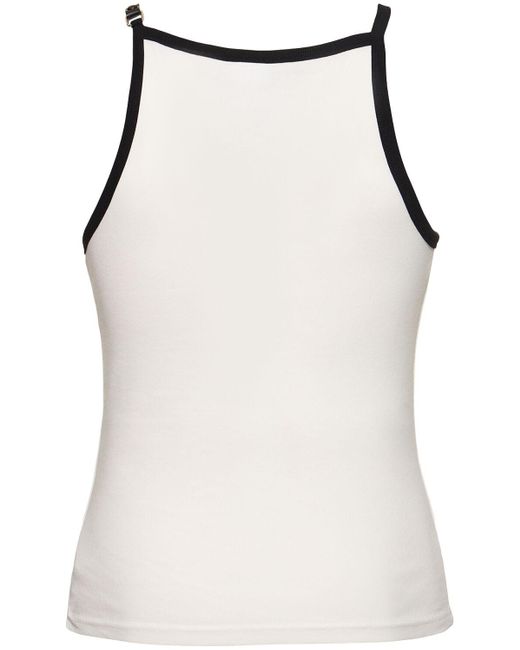 Courreges White Logo Embroidery Cotton Tank Top W/buckle for men