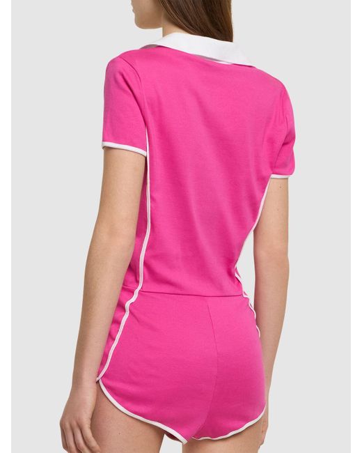 DSquared² Pink Jersey Cotton Zip Bodysuit