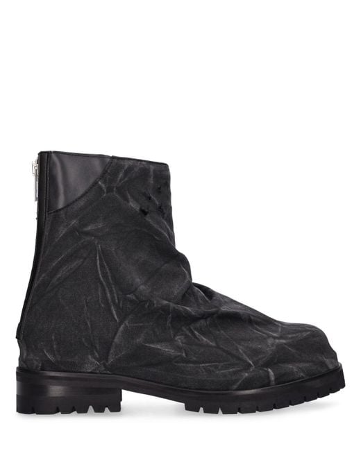 424 Black Marathon Distressed Leather Zipped Boots for men