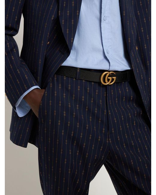 Gucci White 3cm gg Reversible Belt for men