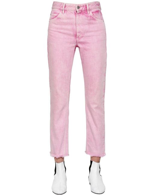 Étoile Isabel Marant Pink Raw Cut Hem Cotton Denim Jeans