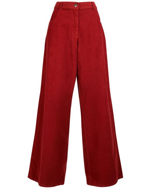 The Row Red Chan Velvet Wide Pants