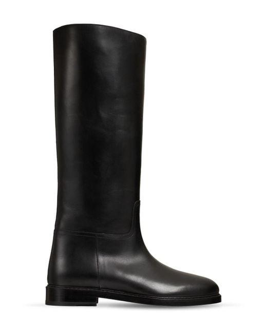 LEGRES Black 25mm Leather Riding Boots