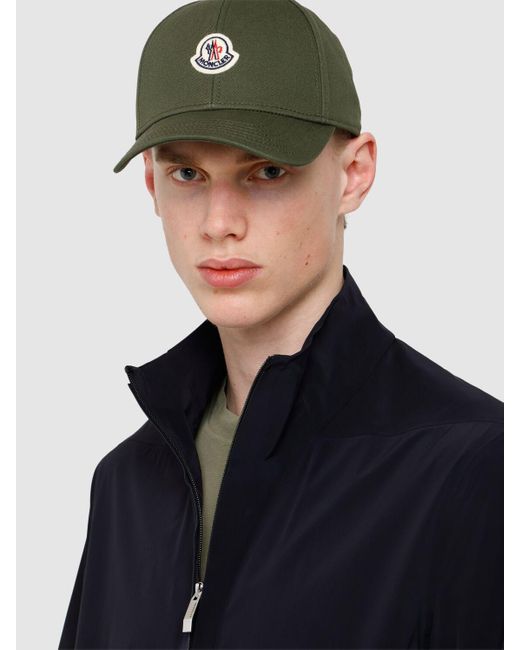 メンズ Moncler コットンギャバジンキャップ Green