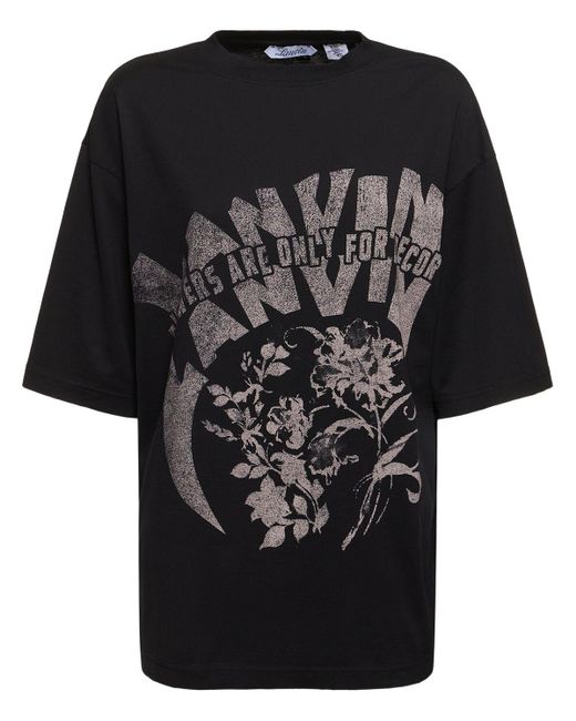 T-shirt en jersey imprimé logo Lanvin en coloris Black
