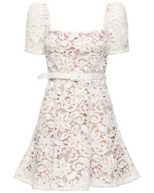 Self-Portrait Natural Floral Lace Mini Dress