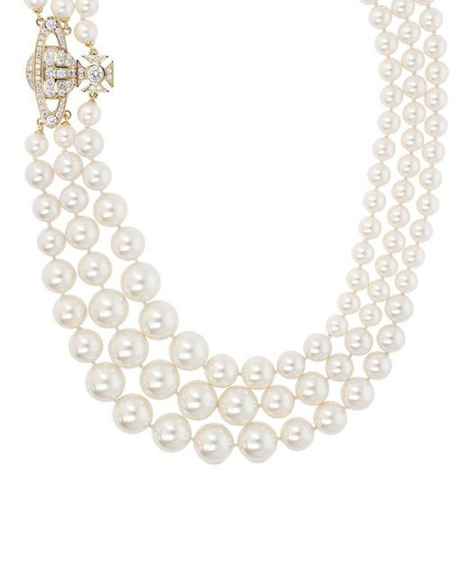 Vivienne Westwood White Graziella Imitation Pearl Necklace