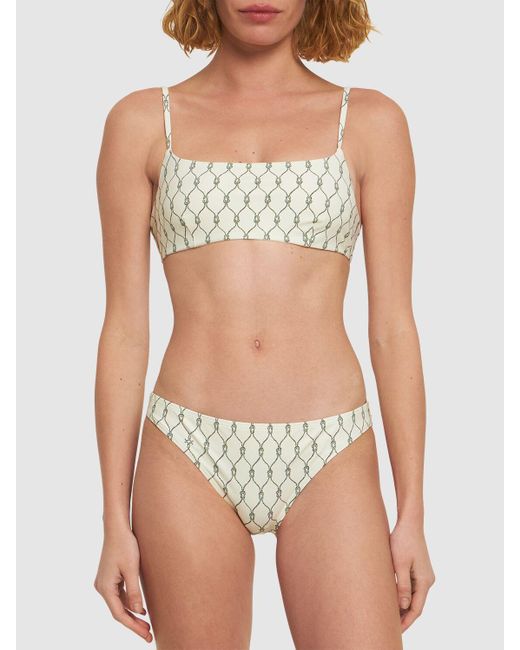 Tory Burch Natural Printed Bikini Top