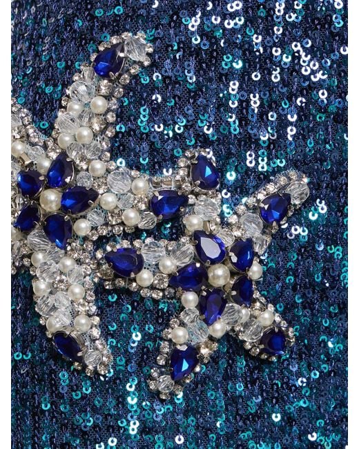 PATBO Blue Sequined Mini Dress