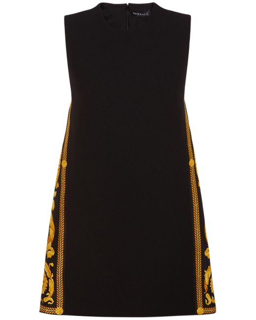 Versace Black Barocco Envers Satin Mini Dress
