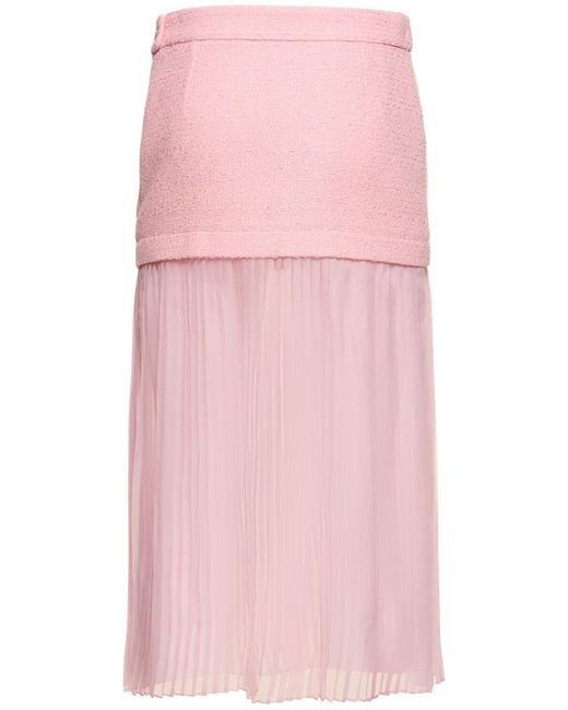 Gucci Pink Silk Tweed Layered Skirt