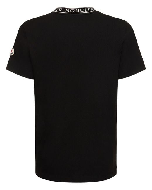 Moncler Black Slim-fit Logo-jacquard Cotton-jersey T-shirt for men