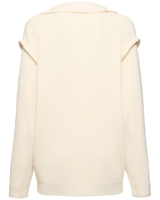 Victoria Beckham White Relaxed Fit Cotton & Silk Knit Cardigan